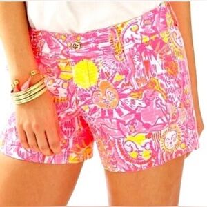 Lilly Pulitzer Callahan Shorts Pink Pout More Kinis in the Keys Pattern SZ 0